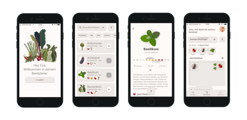 Ceres Gartenplaner App Screens